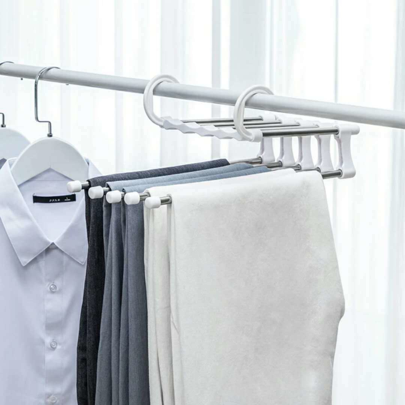 Hot Fashion Pants Rack Shelves 5 In 1 Pant Rack Shelves Stainless Steel Multi-functional Wardrobe Magic Hanger Dropshpping