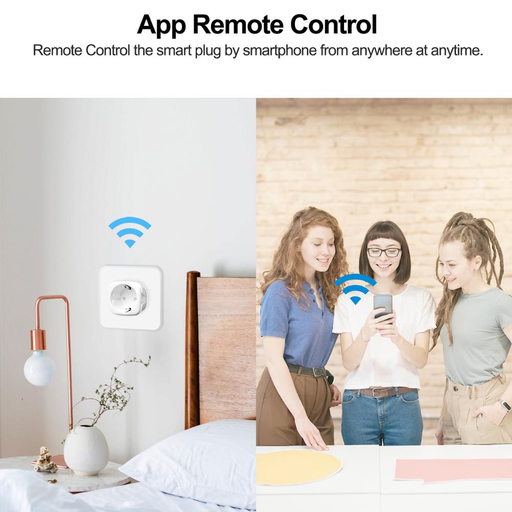 16A Wifi Smart Plug Socket EU with Power Monitor, Smart Life App Control, Voice Timing Functions, Works with Alexa Google Home