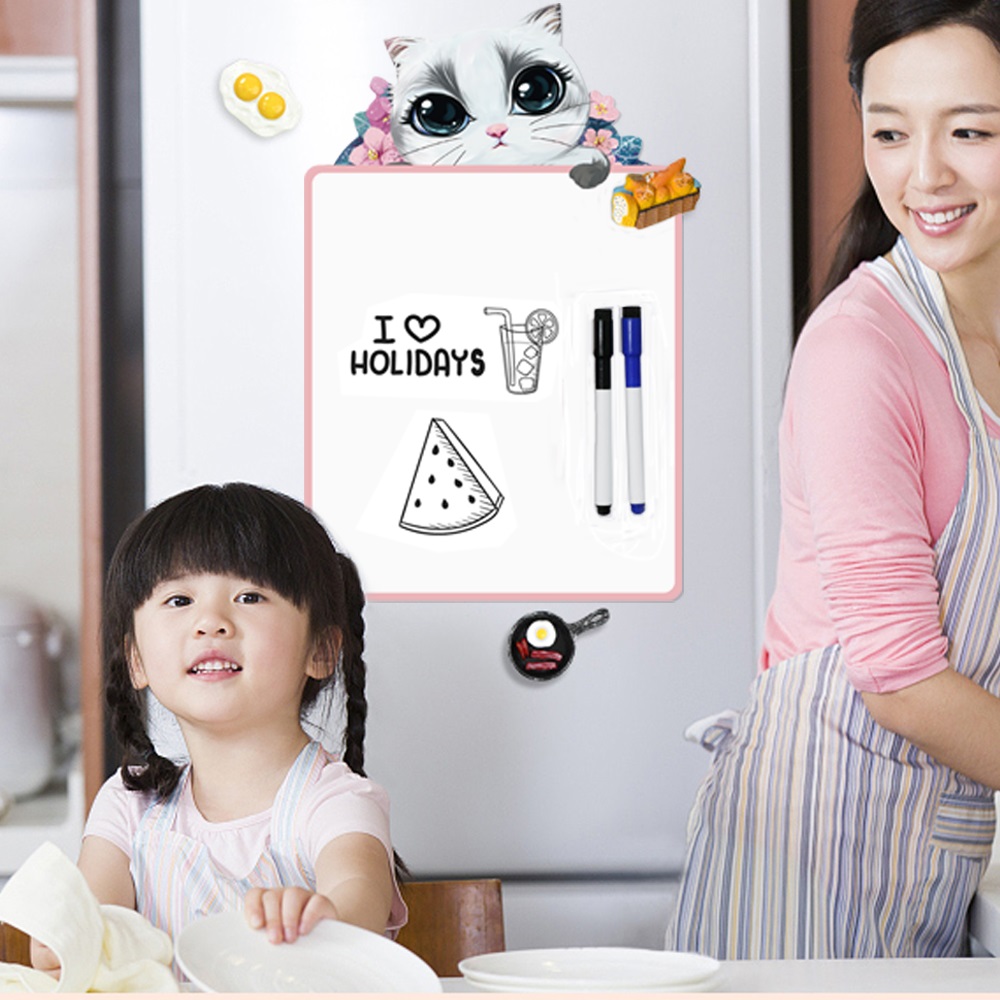 4pcs/set Cartoon A5 Magnetic Whiteboard Fridge Stickers Erasable Drawing Writing Daily Planner Menu Shopping List Message Board