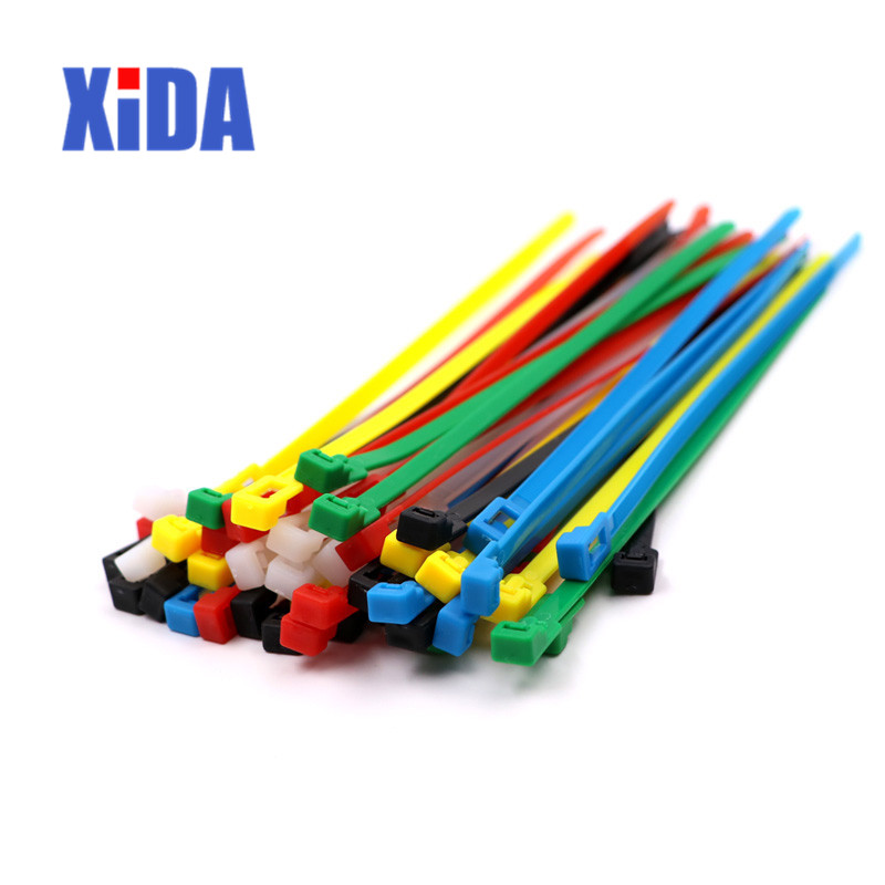 20pcs 5x200 5*200 width 4.8mm White BLack color may loose nylon cable ties slipknot tie Releasing number reusable packaging