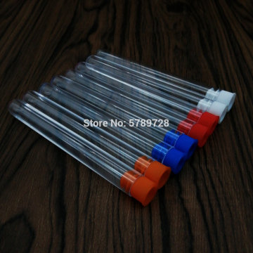 100PCS 12x100mm Clear Plastic Test Tube,School Supplies Lab Equipments Round Bottom Tube with plastic color stopper push cap