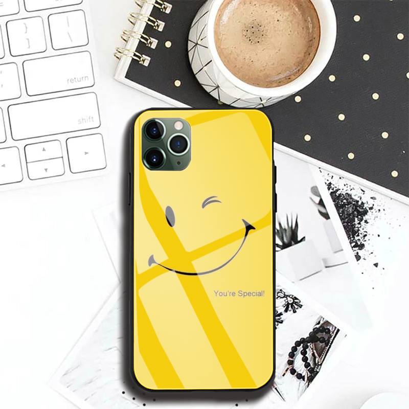 Cartoon Funny Fresh Smile Phone Case For Iphone 11 Pro MAX XR X 7 8Plus SE2020 DIY Shockproof Glass Soft Silicone Edge