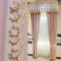 Princess Luxury Curtains for Living Room Bedroom European Curtain Floral Embroidery Drapes Pink Girls Blinds Lace Window Valance