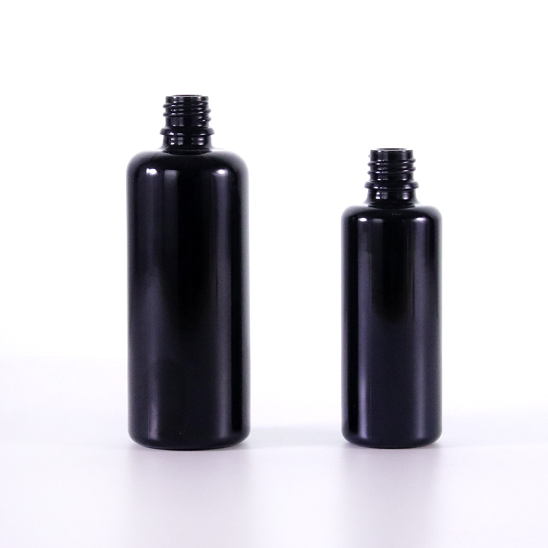 Large-capacity black round shoulder dropper bottle mouth