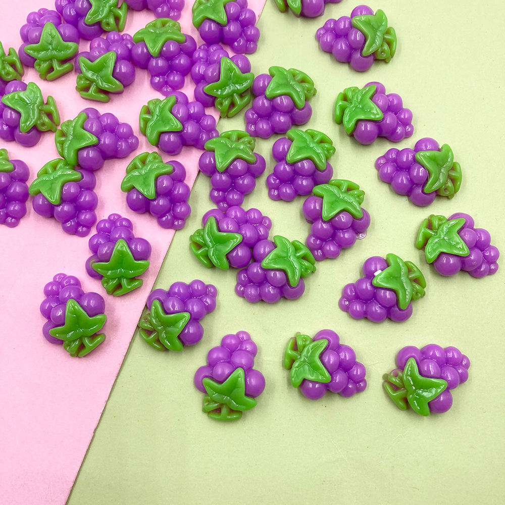 100Pcs Glitter Crystal Grape Flatback Resin Cabochon Mini Fake Food Play Embellishments For Scrapbooking DIY Accessories