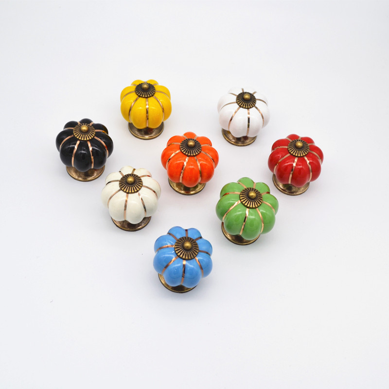 Ceramic Drawer Knobs Furniture Cabinet Knobs and Handles Pumpkin Knobs Cabinet Pulls for Children Room