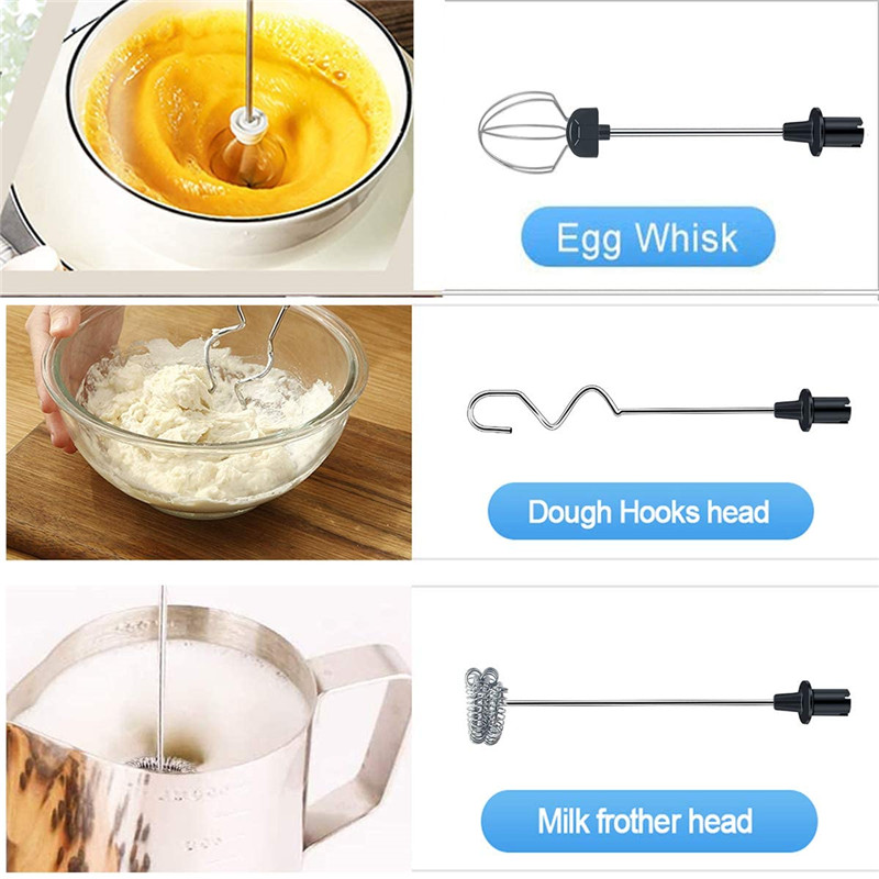 New USB Electric Mixer Food Juice Blender 3 Speed Stainless Whisk Kitchen Milk Frother Handheld Foam Maker for Coffee Cappuccino