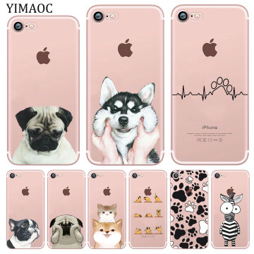 YIMAOC dog Paw Husky pug corgi Soft Silicone Phone Shell Case for iPhone XR X XS 11 Pro Max 5 5S SE 6 6S 7 8 Plus 10 TPU Cover