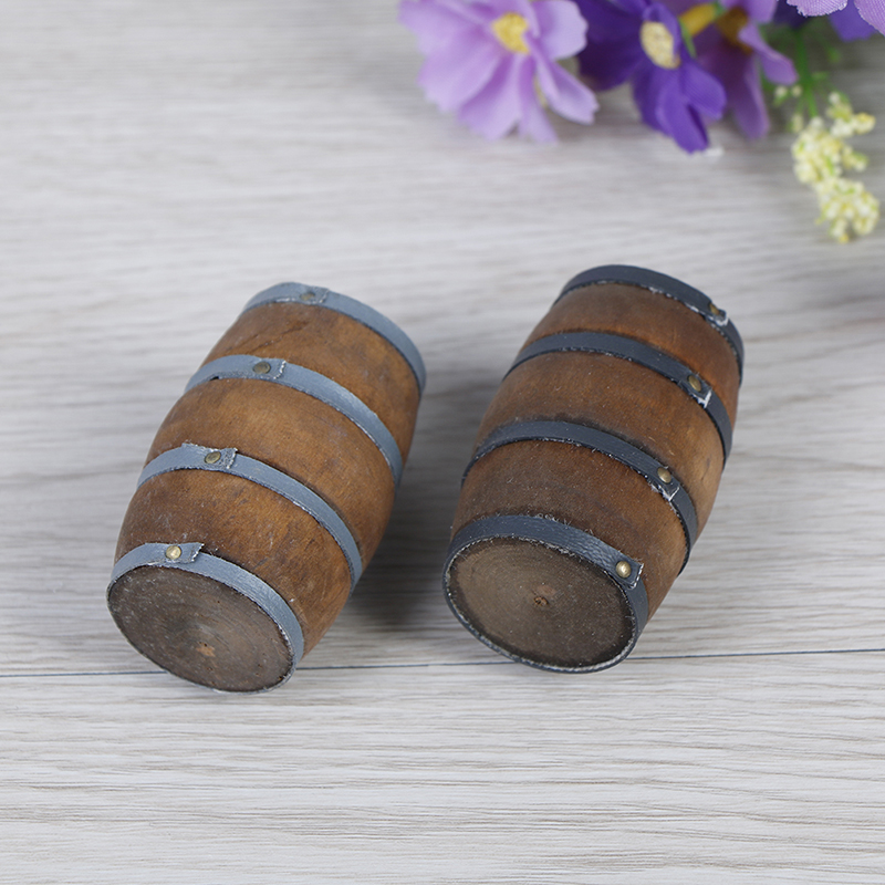 Mini Wooden Red Wine Barrel Miniature Beer Barrel Beer Cask Beer Keg for Dolls House Decoration Accessories 1:12 Scale Dollhouse