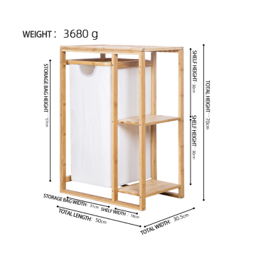 Bamboo Laundry Hamper with Side Open Storage Shelves