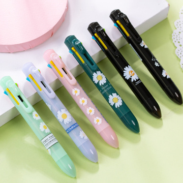 8 Color In 1 Body Nice Daisy Flower Ballpoint Pen for Writing Marker Liner Click Style Stationery Office School Supplies A6016