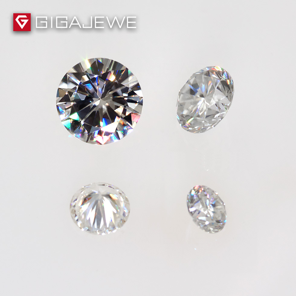 GIGAJEWE E Color 0.2-0.4ct 3.5-4.5mm VVS1 Round Excellent Cut Moissanite Loose Stone Diamond Test Passed Gem For Jewelry Making