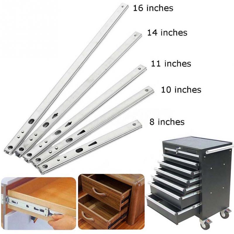 1Pair Micro Drawer slide Ball Guide Two Sections 17mm Wide Steel Fold Drawer Steel Ball Slide Rail Furniture Hardware Fittings