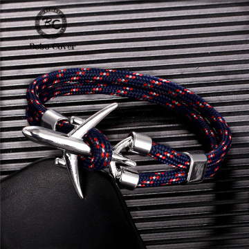 Sport Jet Aircraft Men Anchor Bracelet Male Multi-layer Colorful Rope Airplane Couple Bangles Bracelets femme lucky gift Jewelry