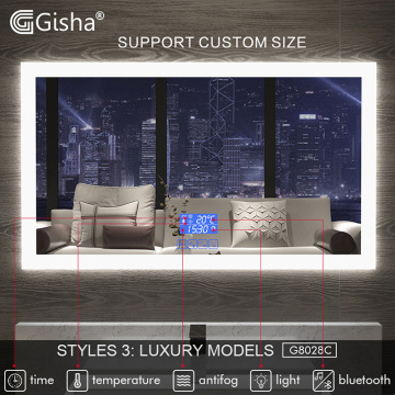 Gisha Smart Mirror LED Bathroom Mirror Wall Bathroom Mirror Bathroom Toilet Anti-fog Mirror With Touch Screen Bluetooth G8028