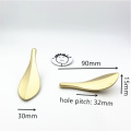 LCH Nordic Style Brass Color Gold Leaf shaped hole pitch 32mm Cabinet Knob Door Pull Furniture Handles Simple Life Gold Knob