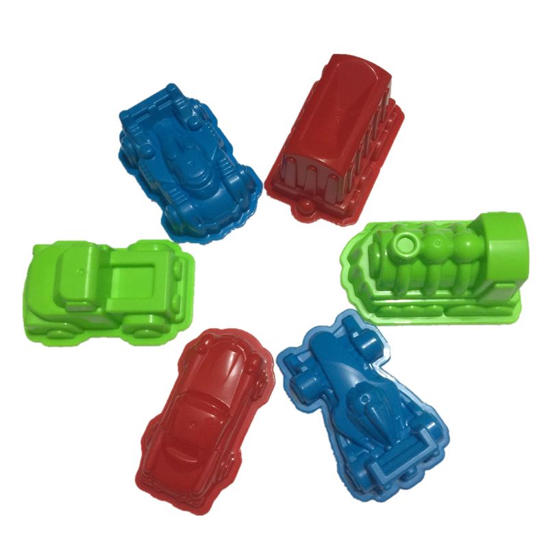 6 Pcs Car Suit Power Playing Sand Molds Space Playing Sand Car Molds Puzzle Beach Toy Kit