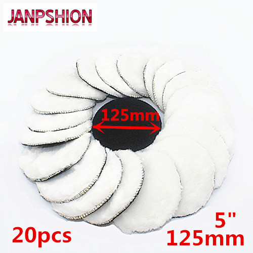 JANPSHION 20pc 125mm car polishing pad 5" inch polish waxing pads Wool Polisher Bonnet Car paint Care