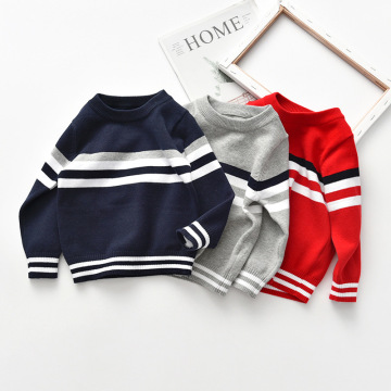 2-6T Toddler Kid Baby Boy Sweater Knitted Warm Pullover Top Autumn Winter Knitwear Clothes Long Sleeve Loose Striped Sweater