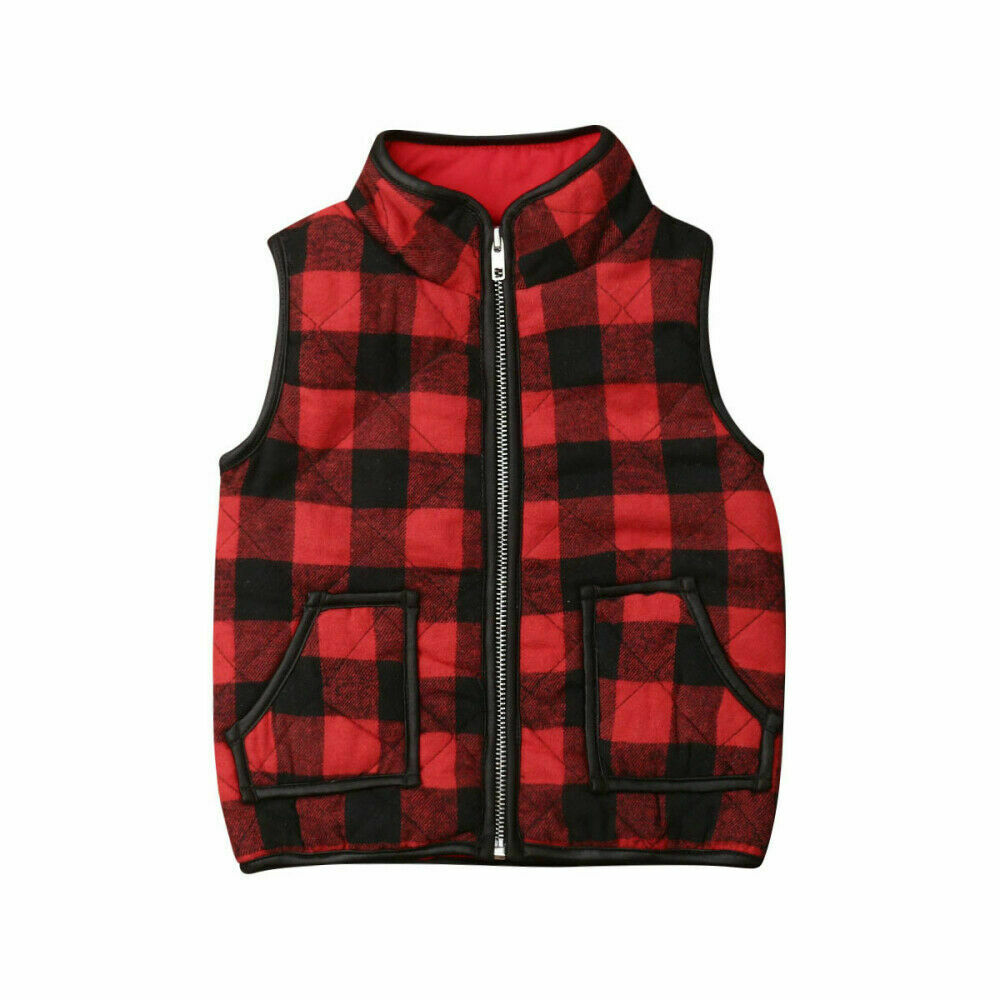 2019 Brand Kids Baby Girls Winter Vest Hoodies Waistcoat Coat Jacket Gilet Outwear Plaid Zipper Sleeveless Coat