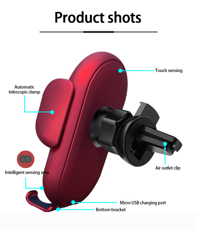 10W Wireless Charger Car Phone Holder Qi Induction Smart Sensor Fast Charging Stand Mount For Samsung S10 Note 10 iPhone 11 Pro