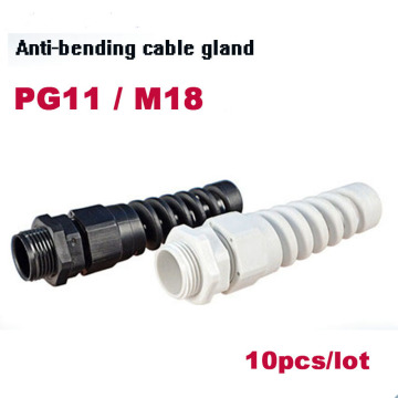 PG11 M18 10pcs Nylon Cable conduit Gland 5-10mm thread gland Plastic Flex Spiral Strain Relief cable anti-bending connection