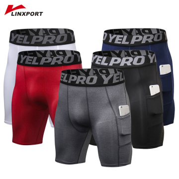 Men's Sport Tights Gym Leggings Running Jogging Sweatpants Leggings Biker Shorts Hight Waist Sportswear Underpants with Pocket