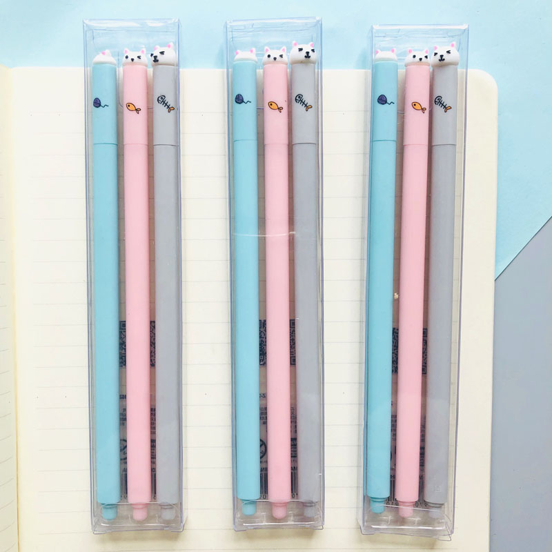 3 pcs /Set Cat Fish Gel Pen School Office Supply Student Stationery Set 0.5mm Black Ink