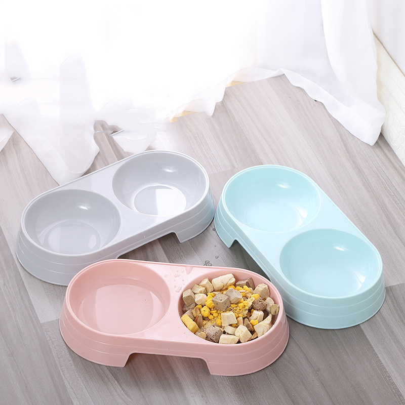 Double Pet Bowls Dog Food Water Feeder Simple Pet Drinking Dish Feeder Cat Puppy Feeding Supplies Small Dog Accessories