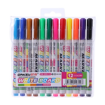 NoEnName_Null High Quality Plastic 12 Colors Whiteboard Marker Non Toxic Dry Erase Mark Sign Fine Nib Set Supply