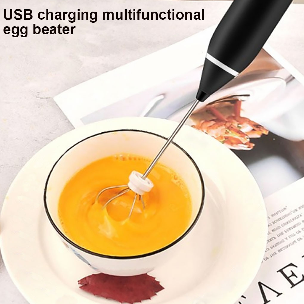 Electric Coffee Mixer Rechargeable Milk Shaker Maker Frother Foamer USB Charging Egg Beater Handheld 3-Speed Adjustable Blender