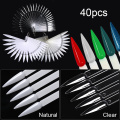 Clear False Nail Tips Fan Style Natural Black Transparent Full Card Nail Art Display Practice for Acrylic UV Gel Polish Tool