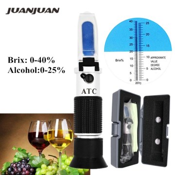 0-40% brix 0-25% alcohol Refractometer Tester for Alcohol Brix Beer Wine Fruit Grape Sugar Saccharimeter ATC with retail box 36%