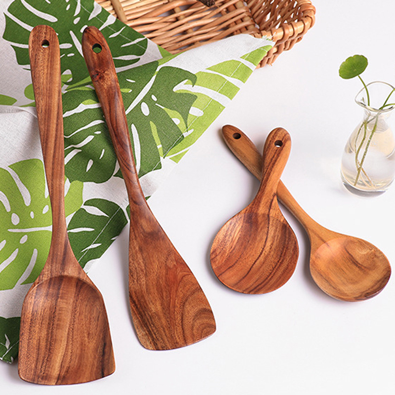 Cooking Utensils Set Teak Wooden Non Stick Cookware Tools Spatula Shovel Soup Spoon Scoop Home Kitchen Cooking Tool Sets