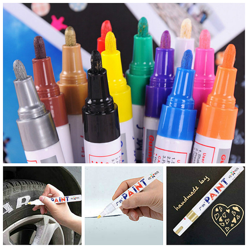 5 Colors Hot Sale Waterproof Car Tire Oily Mark Pen Auto Rubber Tyre Paint Pen Permanent Paint Marker Graffiti Touch Up Pen