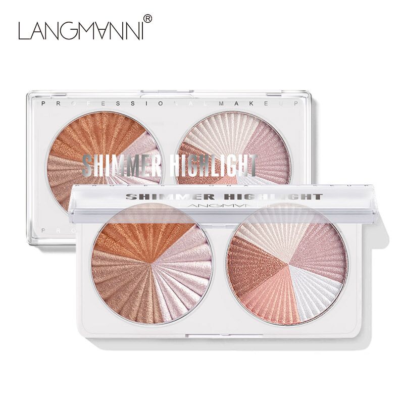 Langmanni Double-disc Mixed Color High-gloss Highlight Blush Stereo Delicate Multi-function Decoration Highlight Disc TSLM1
