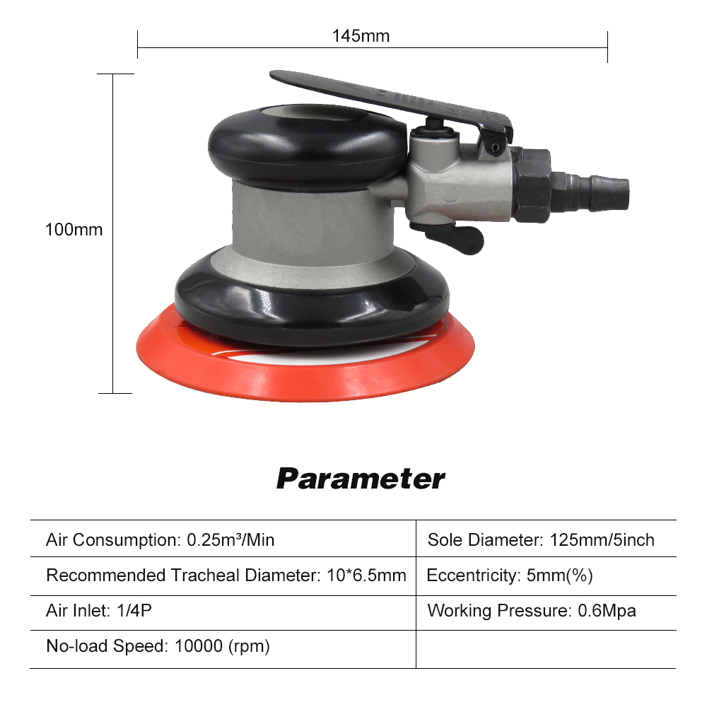 Pneumatic Sander Pneumatic Polisher Air Sander 5'' Air Orbital Sander Grinder Sanding Machine Tool Polishing Machine