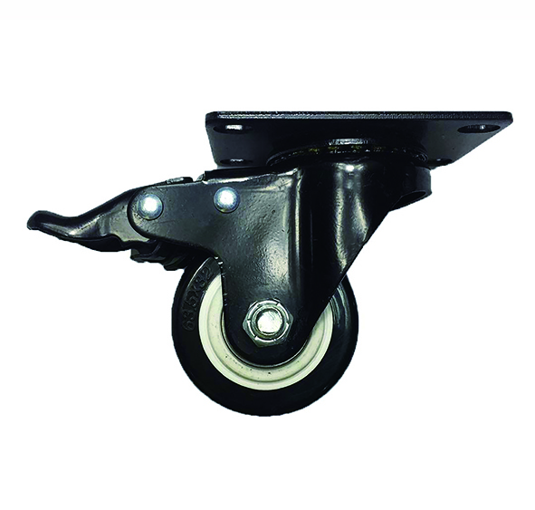 White PP Core Black PVC Brake Casters