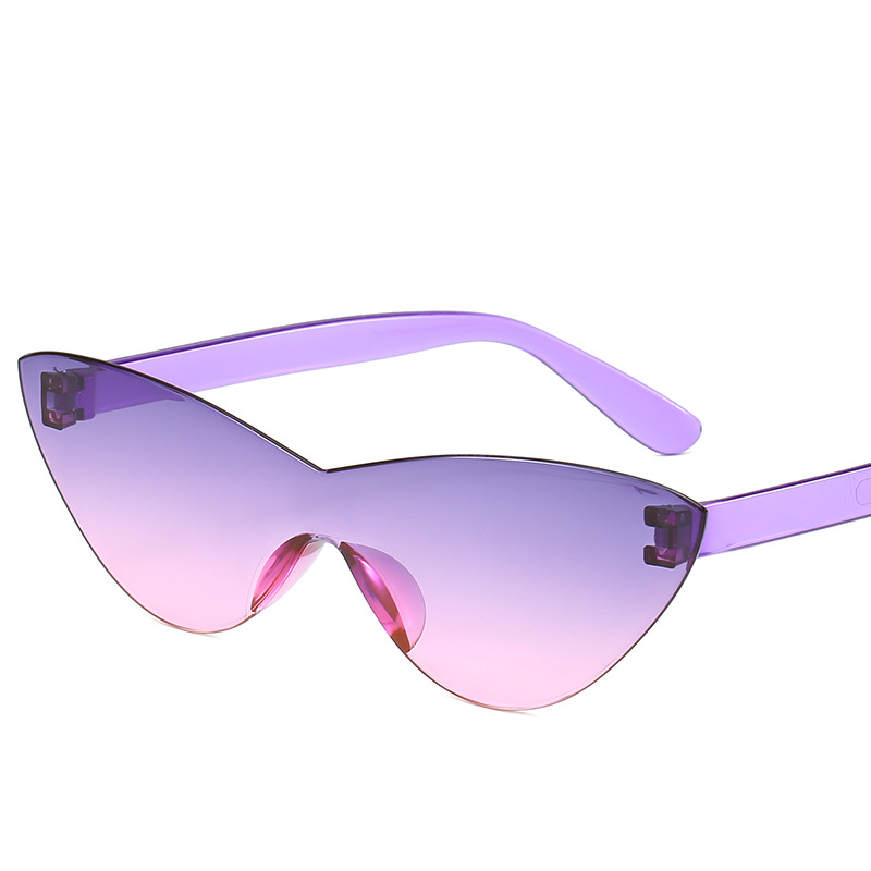 Clear One-piece Cat Eye Sunglasses Driver Goggles Men Women Fashion Transparent Candy Color Sun Glasses Cat Eye Eyewear