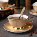 Luxury Gold Bone China Tea Cup Saucer Spoon Set 200ml Noble Ceramic Coffee Cup Advanced Porcelain Teacup Party Teatime Drinkware