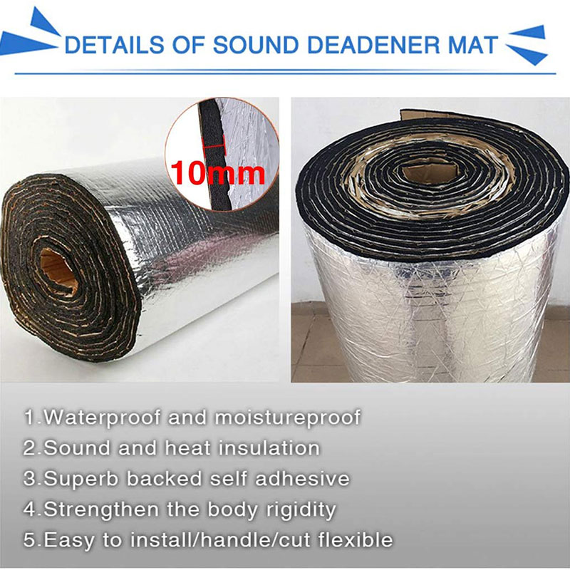 100x100cm 10mm thickness Car Roof Sound Hot Deadening Mat Noise Insulation Aluminum Foil Adhesive Cotton Soundproof Cotton