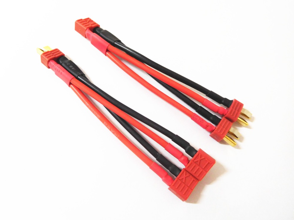 XT60 Parallel Deans T Plug Series Harness Battery Connector Cable Dual Extension Y Splitter Silicone Wire
