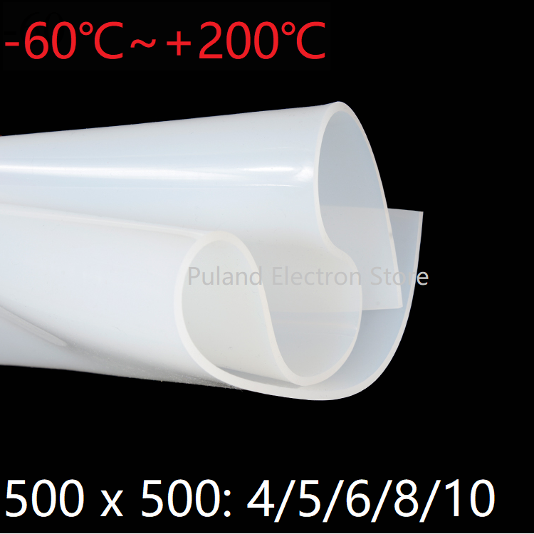 500mm*500mm*2mm Silicone Rubber Sheet Cushion Sealing Film Plate Mat Square Flat Gasket Heat Resist Milky White