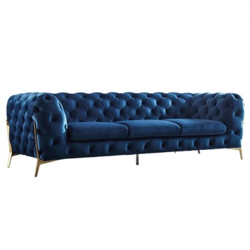 U-BEST Modern American Navy Blue Crushed Velvet 3 seater Furniture Nordic style three person living room high grade velvet sofa