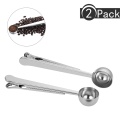 2pcs/set Fashion Multifunction Kitchen Supplies Coffee Scoop With Clip Stainless Steel Tea Coffee Measuring Cup Coffee Spoon
