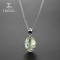 Natural Green amethyst Jewelry set 35ct oval 10*14mm pendant Earring ring 925 sterling silver for women daily wear nice gift tbj