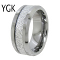 YGK Wedding Jewelry Lover's Ring Silver Bevel Silver Foil Inlay Tungsten Ring Bridegroom Wedding Engagement Anniversary Ring