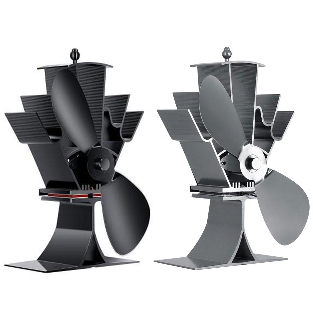 Thermal Power Fireplace Fan Safe Efficient Stove Cooler Fan Anodizing Aluminum Overall with 2 Blades Heater Stove Fan