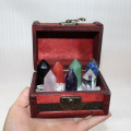 Natural Crystal point magic wand Hexagonal crystal column 7-Star array Treasure Box Home Decoration Gifts
