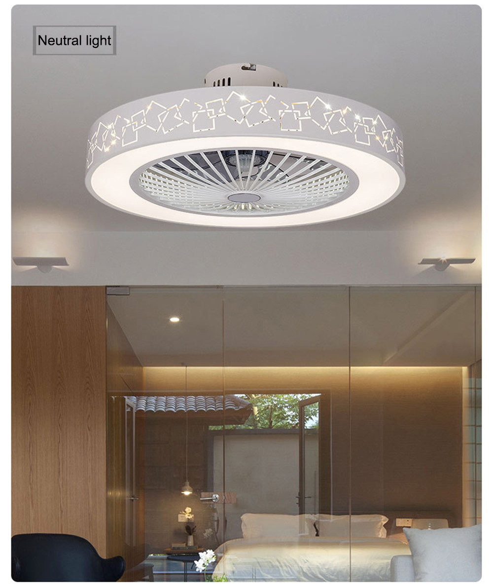 LED Ceiling Fan Lamp Light Mobile Phone App Remote Control Modern Invisible 55 50cm Fans Home Decoration Lighting Circular Round